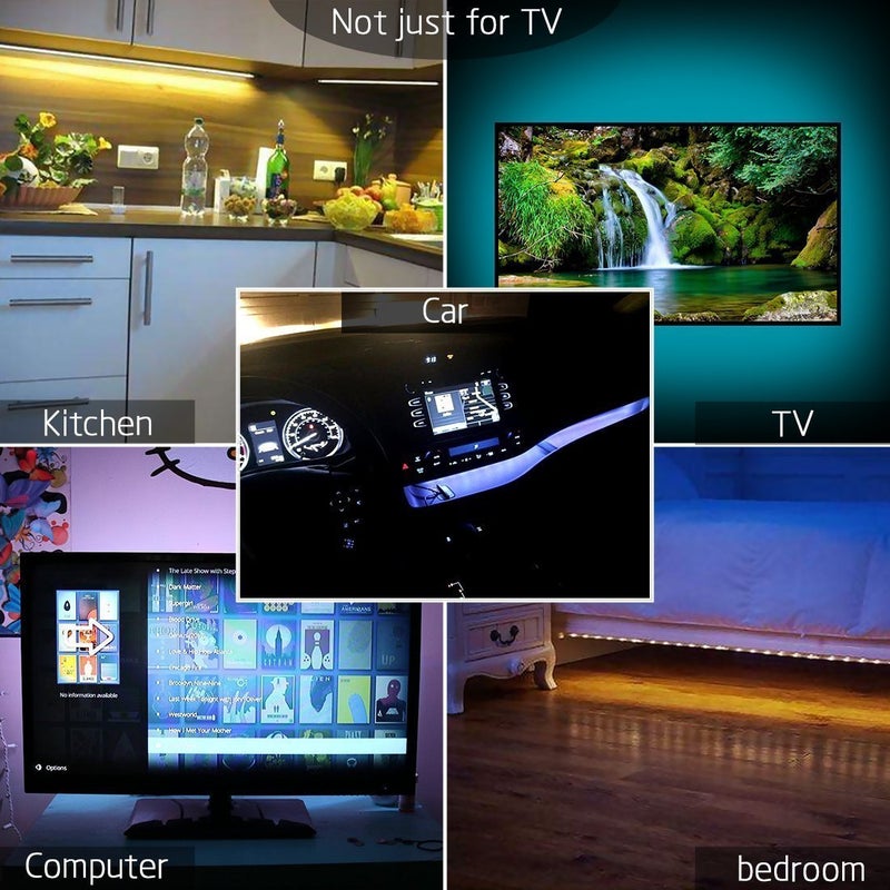 SMY Lighting LED TV Backlight,SMY USB LED Strip Light,RGB Multi-Colour LED Light Strip Kit Waterproof IP65, 60LED with Wireless Remote Controller for TV/PC/Laptop Bias Lighting (6.56Ft) - Image 3